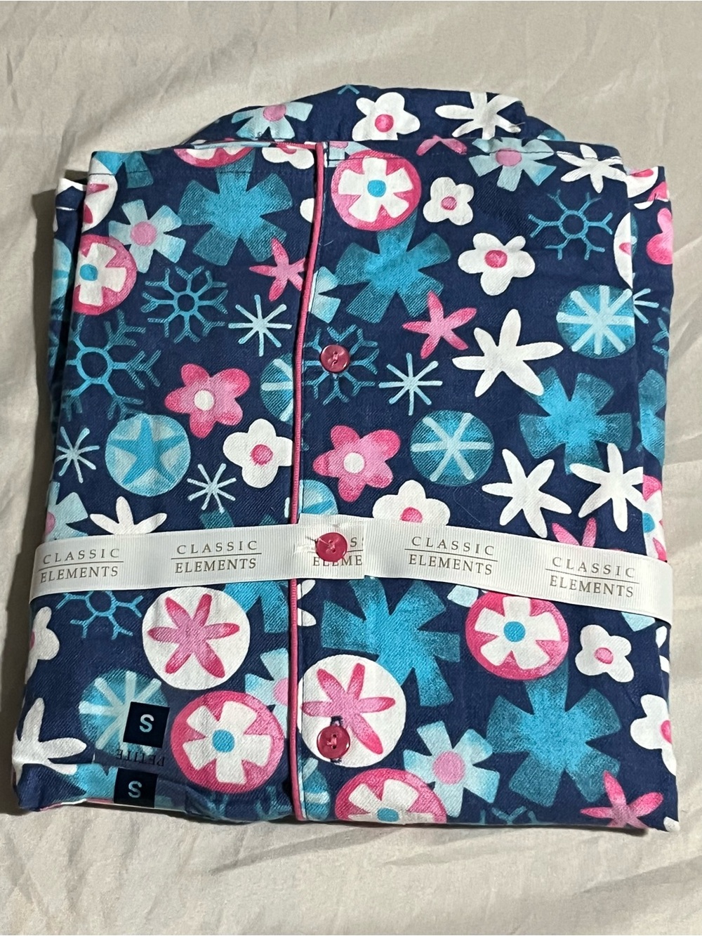 Classic Elements Navy Floral Pajama Set Women’s Size Small Petite New with Tags - Picture 5 of 5
